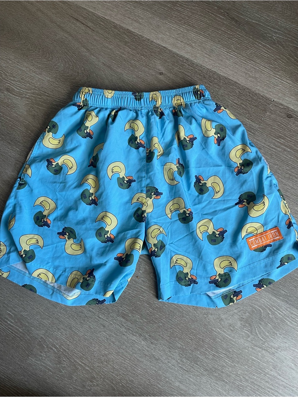 Combat Iron Tactical Blue Rubber Duck Print Swim Trunks